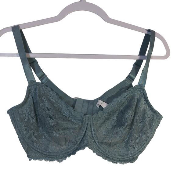 HSIA Teal FLOWER POWER Freesia Lace Underwire Bra Size 36D - Picture 1 of 6